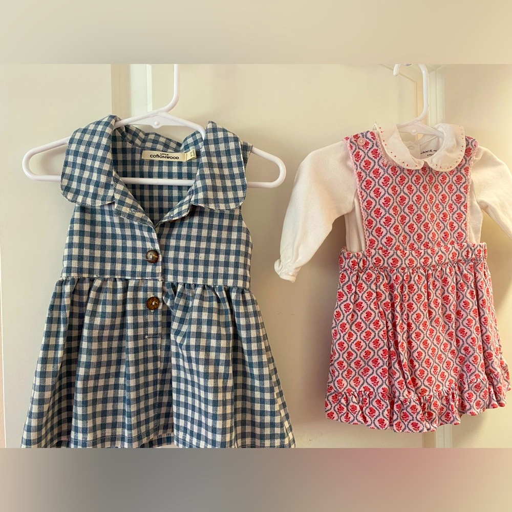 Baby Girls Janie and Jack Jumper/Dress & Little Cottonwood Blue Gingham Dress